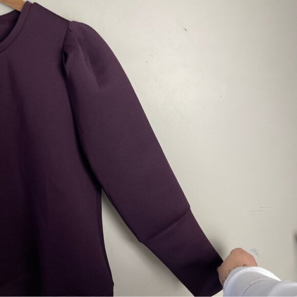 STELLA & Dot purple Puff sleeve Neoprene style top - large NEW - Picture 7 of 13